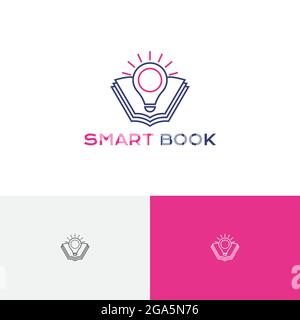 Bright Light Sun Lamp Book School Study Education Line Logo Stock Vector