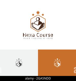 Hexagon Star Book School Course Study Education Academy Logo Stock Vector