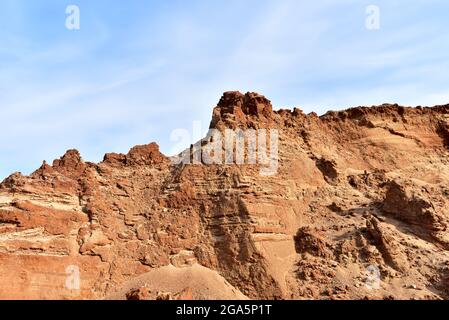 Land structure in open pit mining. Ground background in quarry. Rock texture during earthworks. Sand background and Earth's crust. Stock Photo