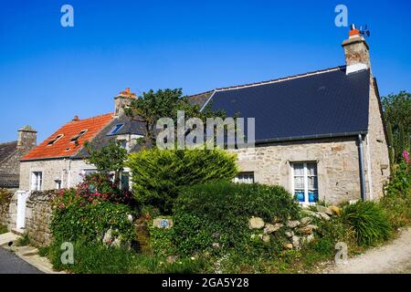 Small fisherman's house, Gatteville-le-Phare, Manche department, Cotentin, Normandy, France Stock Photo