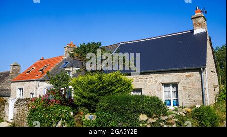 Small fisherman's house, Gatteville-le-Phare, Manche department, Cotentin, Normandy, France Stock Photo