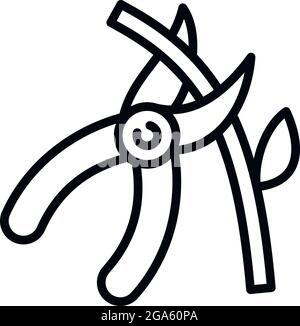 Secateurs cuts plant icon. Outline secateurs cuts plant vector icon for web design isolated on white background Stock Vector