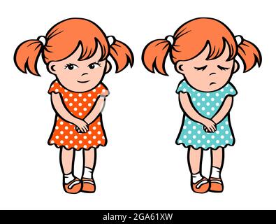 happy and sad girl clipart