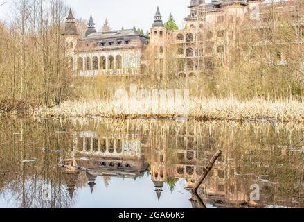Built in 1983 but never finished, the ruins of Łapalice Castle are an interesting tourist attractions in northern Poland Stock Photo
