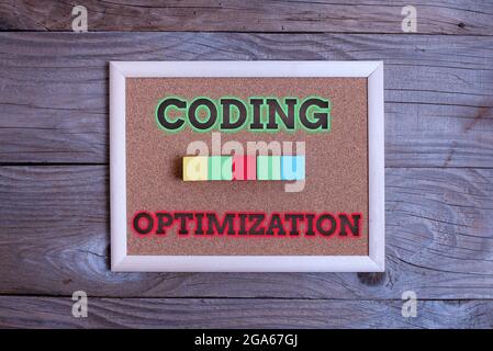 Sign displaying Coding Optimization. Word Written on method of code modification to improve code quality Stack of Sample Cube Rectangular Boxes On Stock Photo