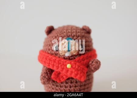 Handmade keychain in shape bear Stock Photo