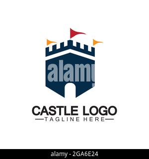 Castle Logo symbol vector illustration design template Stock Vector