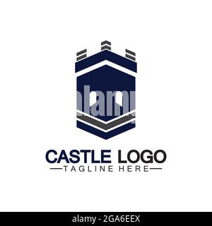 Castle Logo symbol vector illustration design template Stock Vector