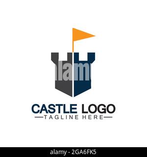 Castle Logo symbol vector illustration design template Stock Vector