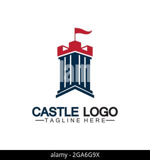 Castle Logo symbol vector illustration design template Stock Vector