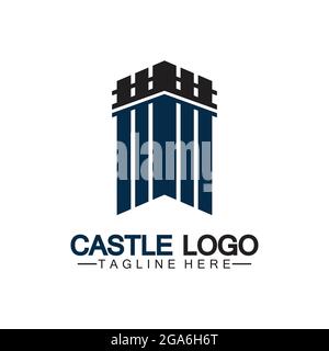 Castle Logo symbol vector illustration design template Stock Vector