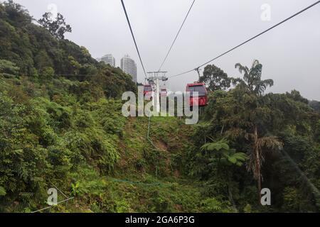 GENTING HIGHLAND, MALAYSIA, NOVEMBER 22 2019. Skyway cable car leading to Genting Jan 22,2019 Genting Highland was famous place in Malaysia.Cable cars Stock Photo