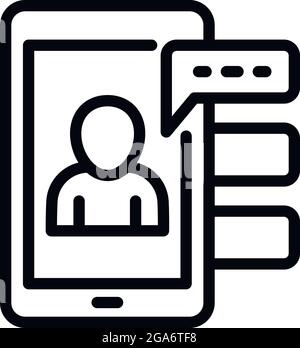 Interactive learning smartphone chat icon. Outline interactive learning smartphone chat vector icon for web design isolated on white background Stock Vector