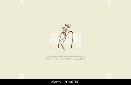 Initial letter RN Or NR  Signature handwritten wedding botanical floral icon logo vector  design  illustration Stock Vector