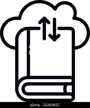 Interactive learning cloud book icon. Outline interactive learning cloud book vector icon for web design isolated on white background Stock Vector