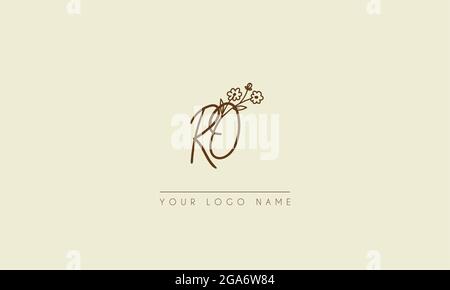 initial letter RO Or OR Signature handwritten wedding botanical floral icon logo vector  design  illustration Stock Vector