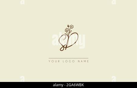 Initial letter SD Or DS Signature handwritten wedding botanical floral icon logo vector  design  illustration Stock Vector