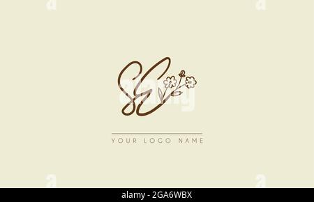 Initial letter SE Or ES Signature handwritten wedding botanical floral icon logo vector  design  illustration Stock Vector