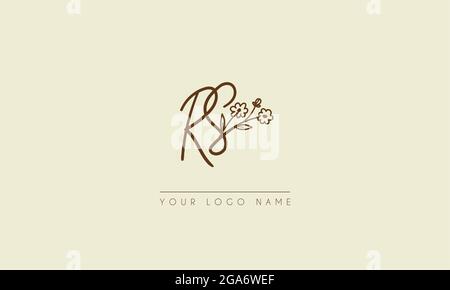 Initial letter RS OR SR  Signature handwritten wedding botanical floral icon logo vector  design  illustration Stock Vector
