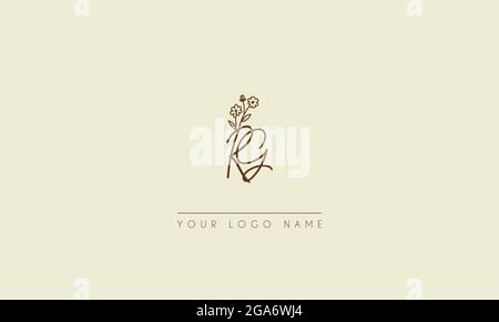 Initial letter RG Or GR Signature handwritten wedding botanical floral icon logo vector  design  illustration Stock Vector