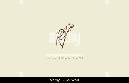 Initial letter RY Or YR Signature handwritten wedding botanical floral icon logo vector  design  illustration Stock Vector
