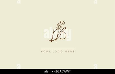 Initial letter DB Or BD  Signature handwritten wedding botanical floral icon logo vector  design  illustration Stock Vector