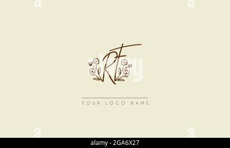 Initial letter RF Or FR Signature handwritten wedding botanical floral icon logo vector  design  illustration Stock Vector