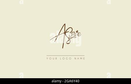 Initial letter SA Or AS Signature handwritten wedding botanical floral icon logo vector  design  illustration Stock Vector