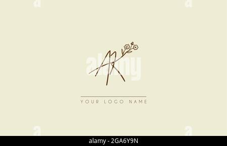 Initial letter AK Or KA  Signature handwritten wedding botanical floral icon logo vector  design  illustration Stock Vector