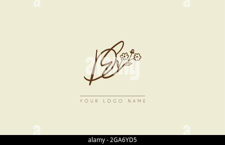 Initial letter DE Or ED Signature handwritten wedding botanical floral icon logo vector  design  illustration Stock Vector