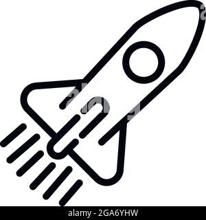 Flying space rocket icon. Outline flying space rocket vector icon for web design isolated on white background Stock Vector
