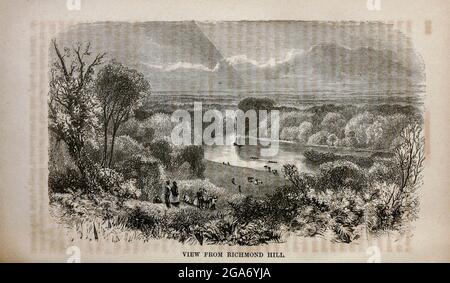 View from Richmond Hill From the book ' London and its environs : a practical guide to the metropolis and its vicinity, illustrated by maps, plans and views ' by Adam and Charles Black Published in Edinburgh by A. & C. Black 1862 Stock Photo