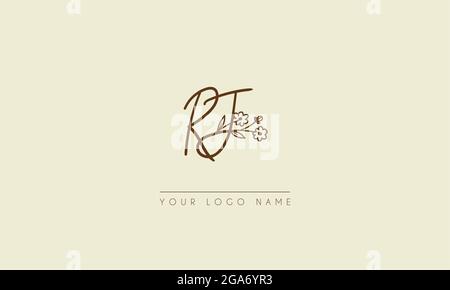 Initial letter RJ Or JR Signature handwritten wedding botanical floral icon logo vector  design  illustration Stock Vector