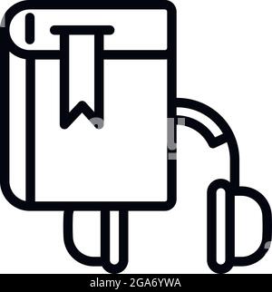 Interactive learning audio book icon. Outline interactive learning audio book vector icon for web design isolated on white background Stock Vector