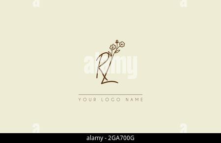 Initial letter RL Or LR Signature handwritten wedding botanical floral icon logo vector  design  illustration Stock Vector