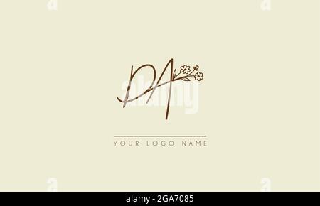 Initial letter DA Or AD Signature handwritten wedding botanical floral icon logo vector  design  illustration Stock Vector