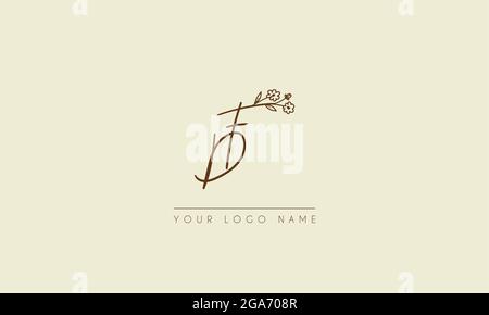 Initial letter DF Or FD  Signature handwritten wedding botanical floral icon logo vector  design  illustration Stock Vector
