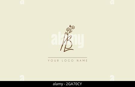 Initial letter BL Or LB   Signature handwritten wedding botanical floral icon logo vector  design  illustration Stock Vector