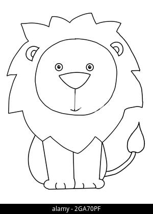 cute  cartoon lion animal illustration Stock Photo