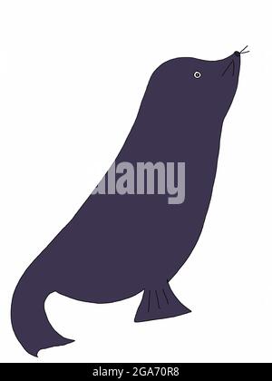 cute cartoon monk seal animal illustration Stock Photo