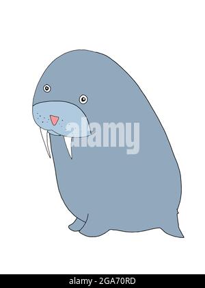 cute, cartoon, lion seal  , animal illustration Stock Photo