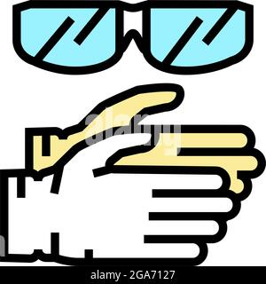 gloves and protective glasses resin art color icon vector illustration Stock Vector