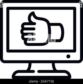 Computer online vote icon. Outline Computer online vote vector icon for web design isolated on white background Stock Vector