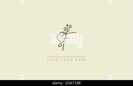 Initial letter SF Or FS Signature handwritten wedding botanical floral icon logo vector  design  illustration Stock Vector