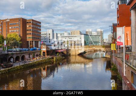 The now closed Mark Addy pub and restaurant in Stanley Street on the banks of the River Irwell in Salford, Manchester, north-west England, UK Stock Photo