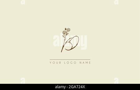 Initial letter BD Or DB  Signature handwritten wedding botanical floral icon logo vector  design  illustration Stock Vector