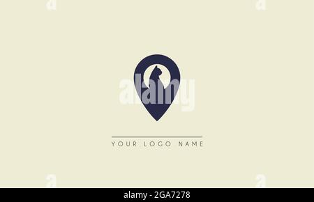 pets dog cat with pin map location logo symbol icon vector graphic design illustration Stock Vector