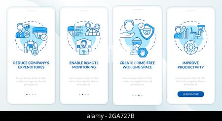 Cameras for business onboarding mobile app page screen Stock Vector