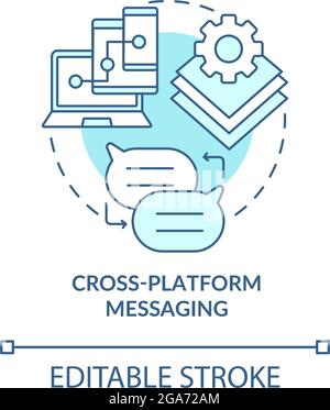 Cross platform messaging blue concept icon Stock Vector