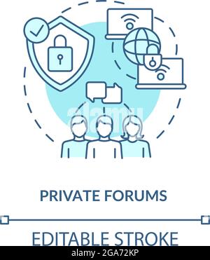 Private forum blue concept icon Stock Vector
